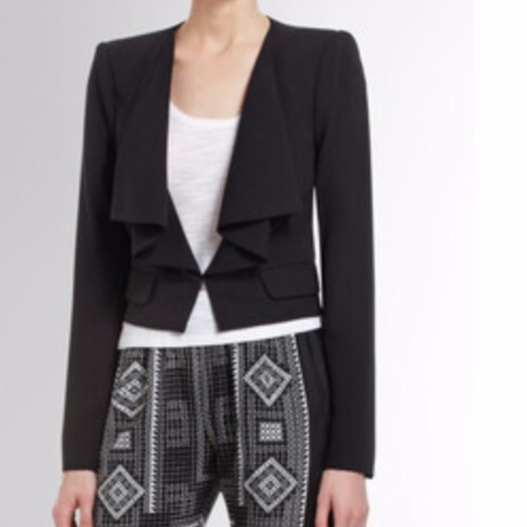 BCBGMaxAzria Jackets & Blazers - BCBGMaxAzria Glen Black Draped Career Blazer